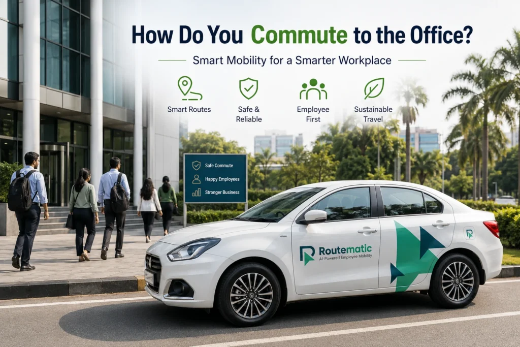 Routematic corporate car supporting employees with a safe and efficient commute to the office